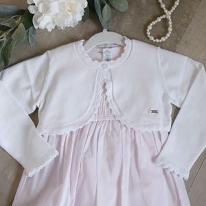 Girls White Cotton Cardigan Cropped Crocheted Scalloped Hem Boutique NWT